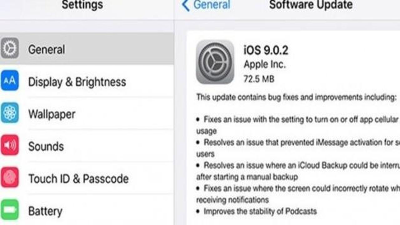 Apple iOS 9.0.2 güncellemesi tıkla indir!