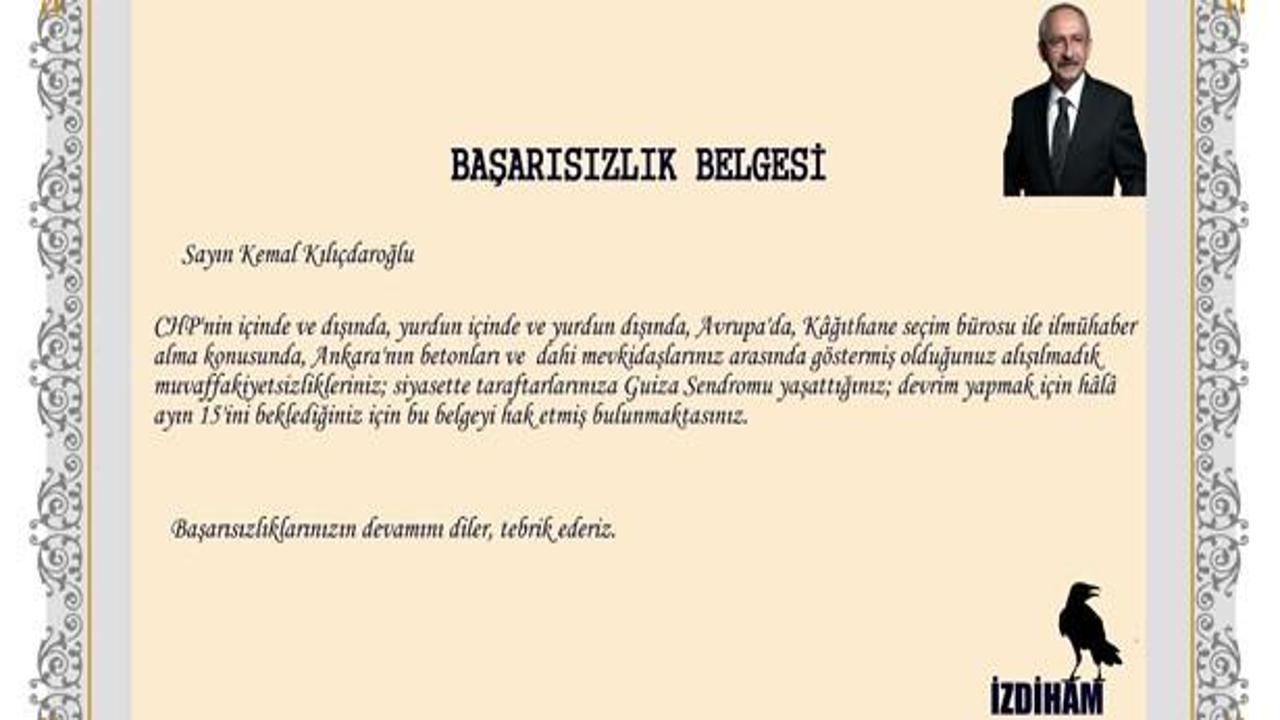 Kemal Kılıçdaroğlu'na başarısızlık belgesi