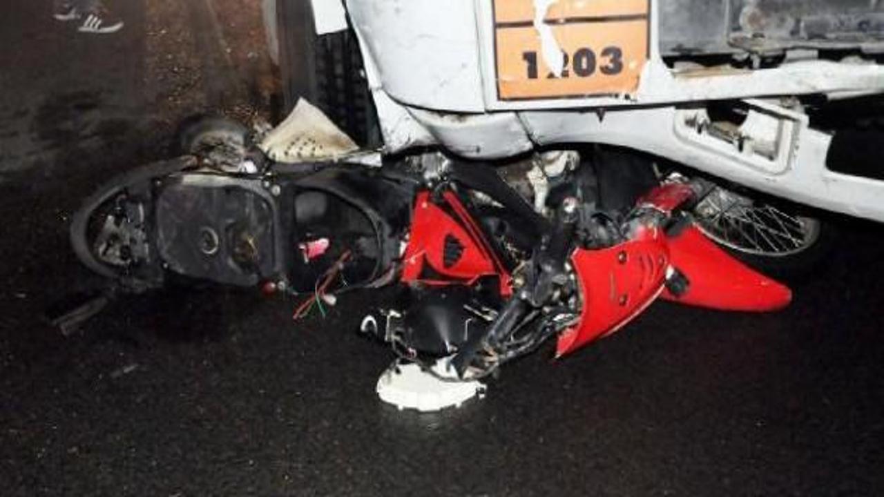 LPG yüklü kamyon motosiklete çarptı: 2 yaralı