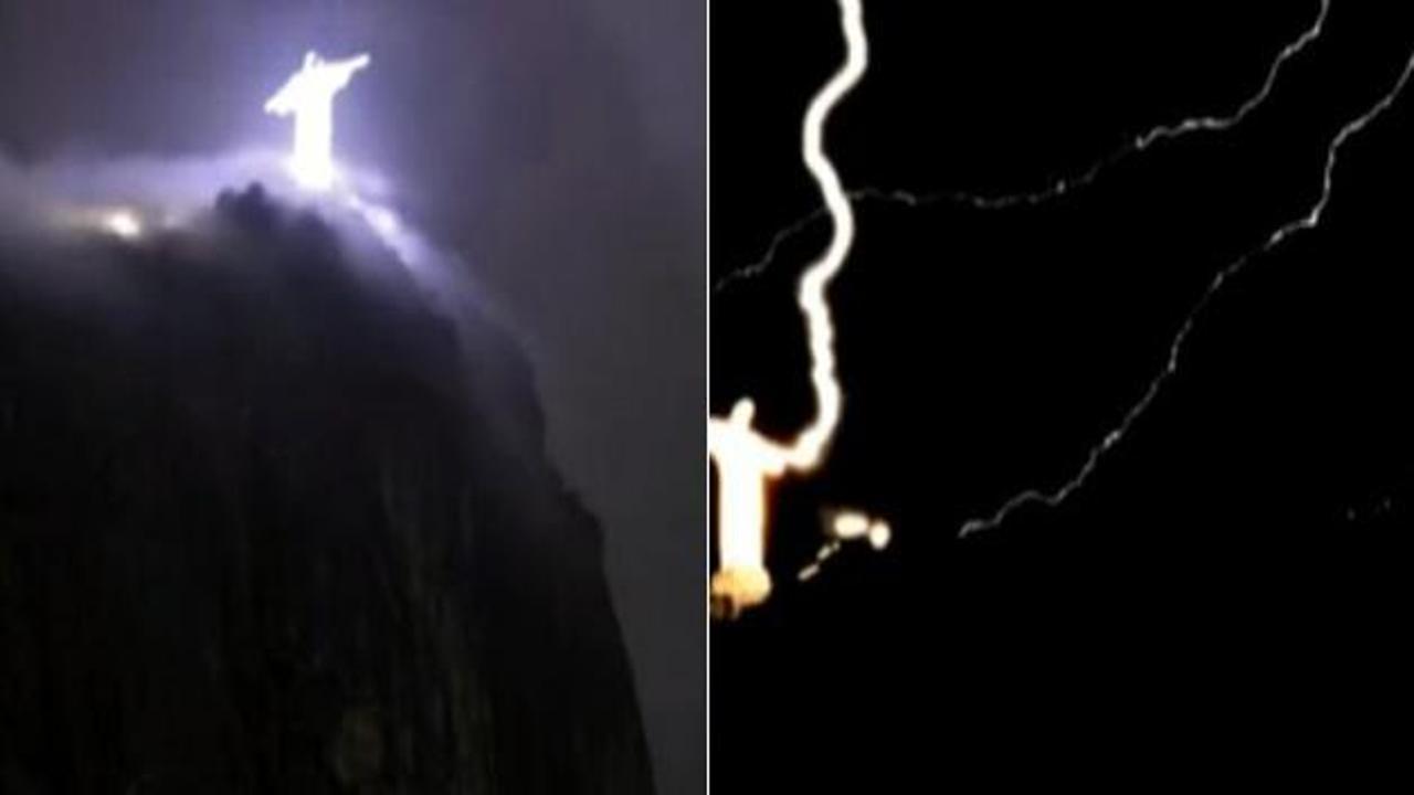 Rio'da bulunan Hz. İsa heykeline yıldırım d&uuml;şt&uuml;