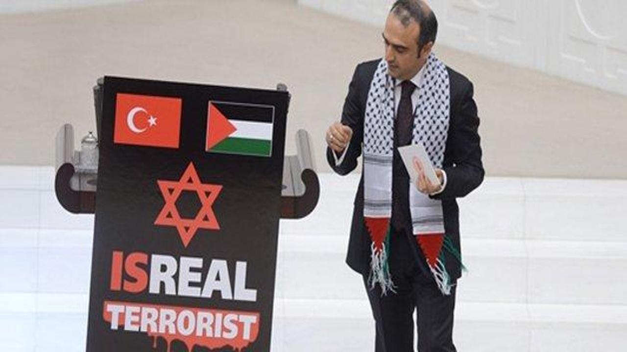 TBMM'de İsrail'e pankartlı protesto