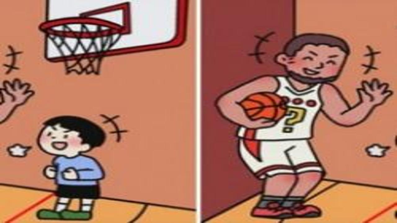 Çocuğa basketbol oynamayı öğreten adama ait iki resim arasındaki 3