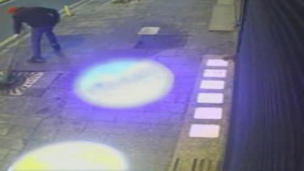 Kağıthane’de direkleri tekmeleyip ağaçlara zarar verdiği anlar kamerada