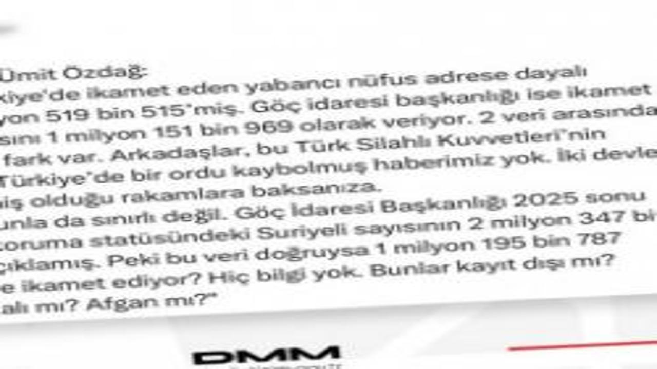 DMM'den Zafer Partisi'nin provokasyonuna cevap: Kayıp yabancı nüfus yok!