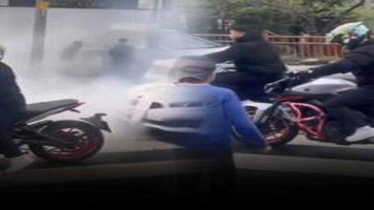 Düğün konvoyunda motosikletle patinaj çeken trafik teröristi