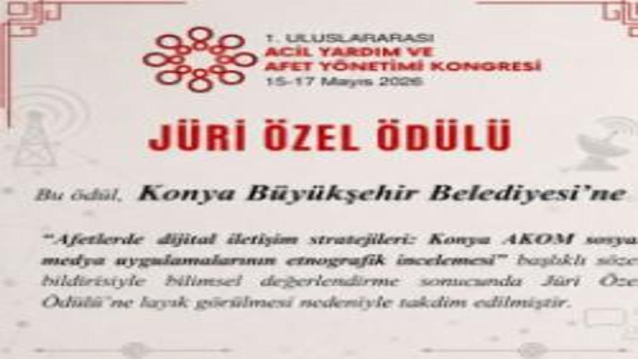 Konya AKOM'a uluslararası kongreden jüri özel ödülü