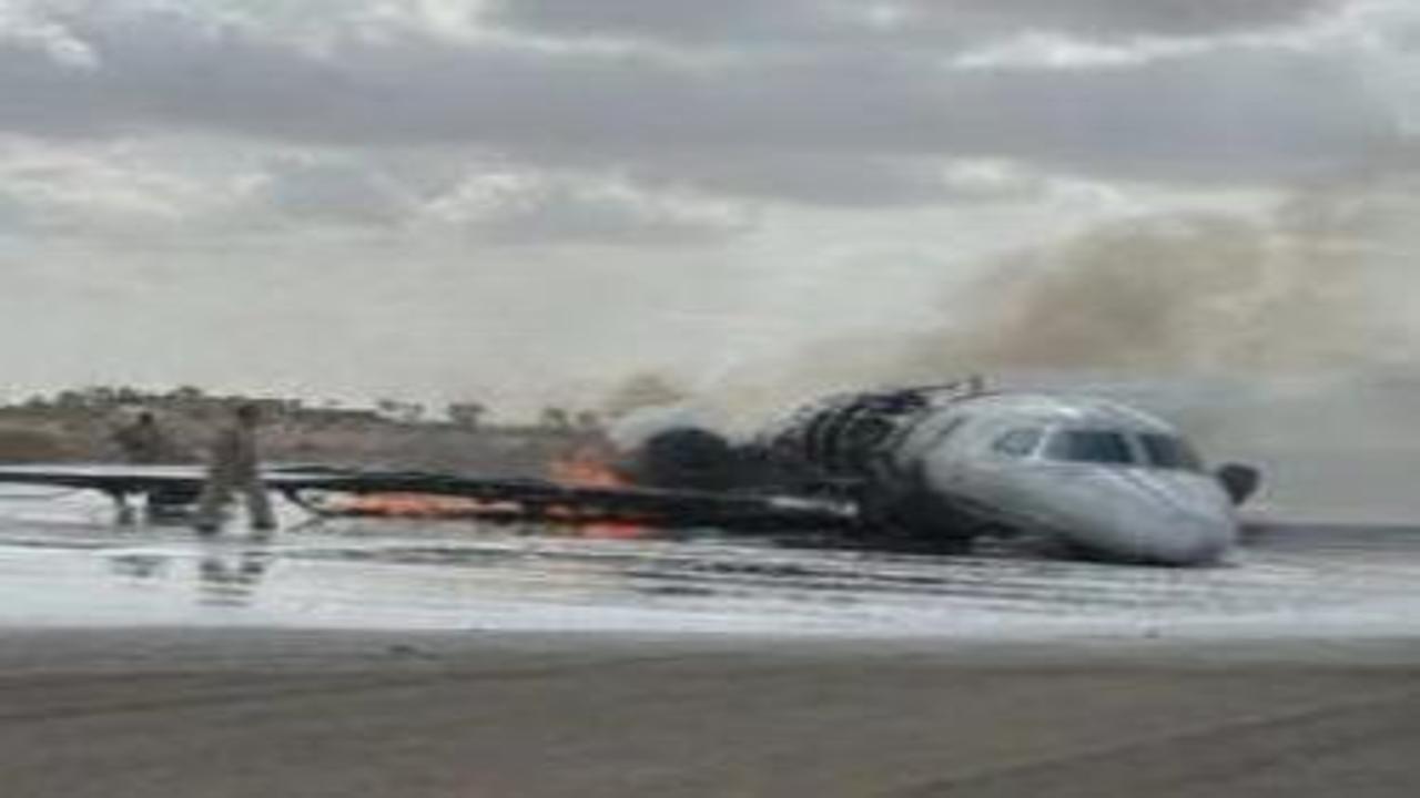 Son dakika haberi: İstanbul'dan havalanan özel jet, Libya'da pistten çıkarak yandı!
