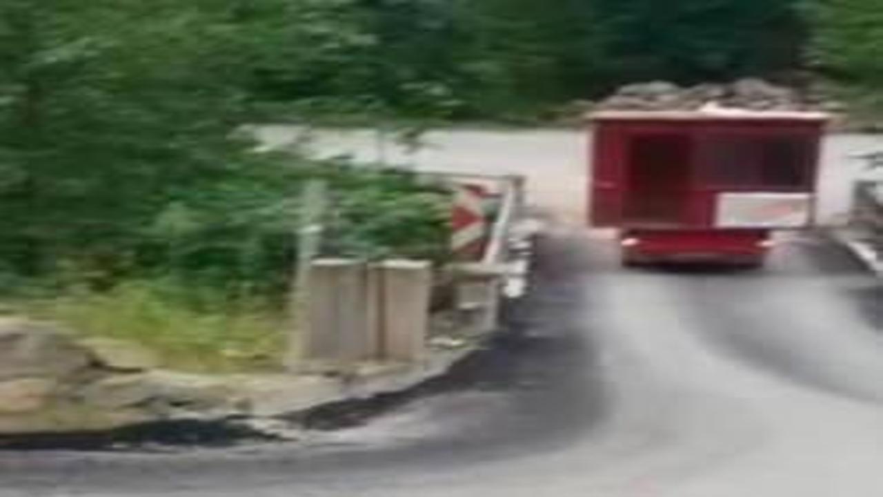 Karadeniz zekası sınır tanımadı: Dev konteyneri dik yamaçtan geri vitesle taşıdı