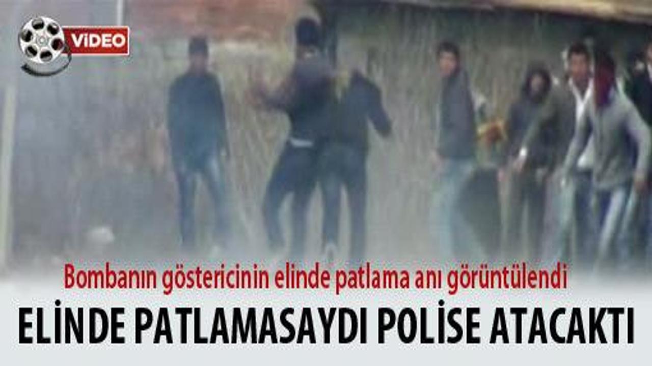 Bombanın elinde patlama anı görüntülendi