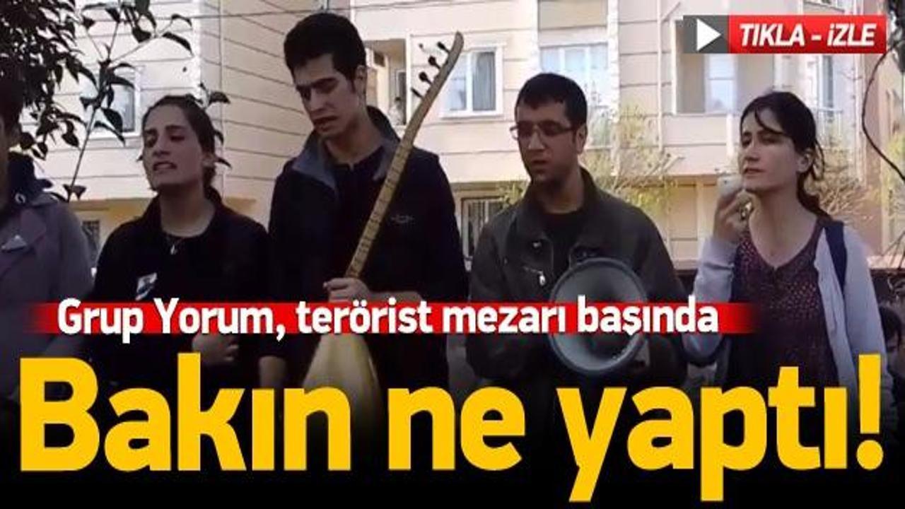 Grup Yorum ter&ouml;ristin mezarı başında marş okudu
