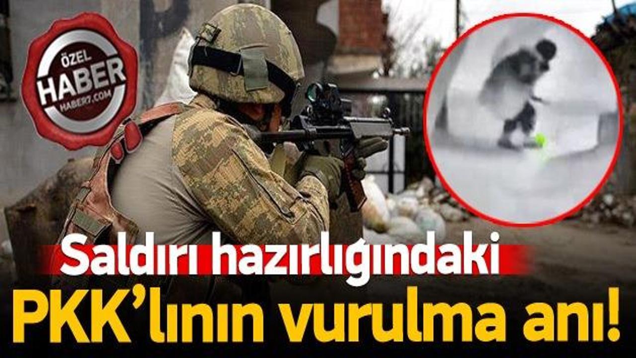 PKK'lı ter&ouml;ristin vurulma anı kamerada!