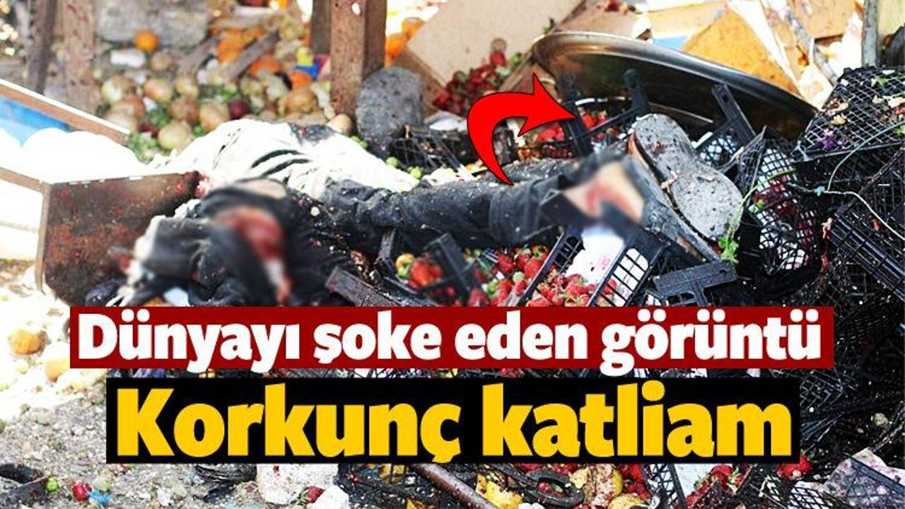 Esed İdlib'te pazar yerini vurdu