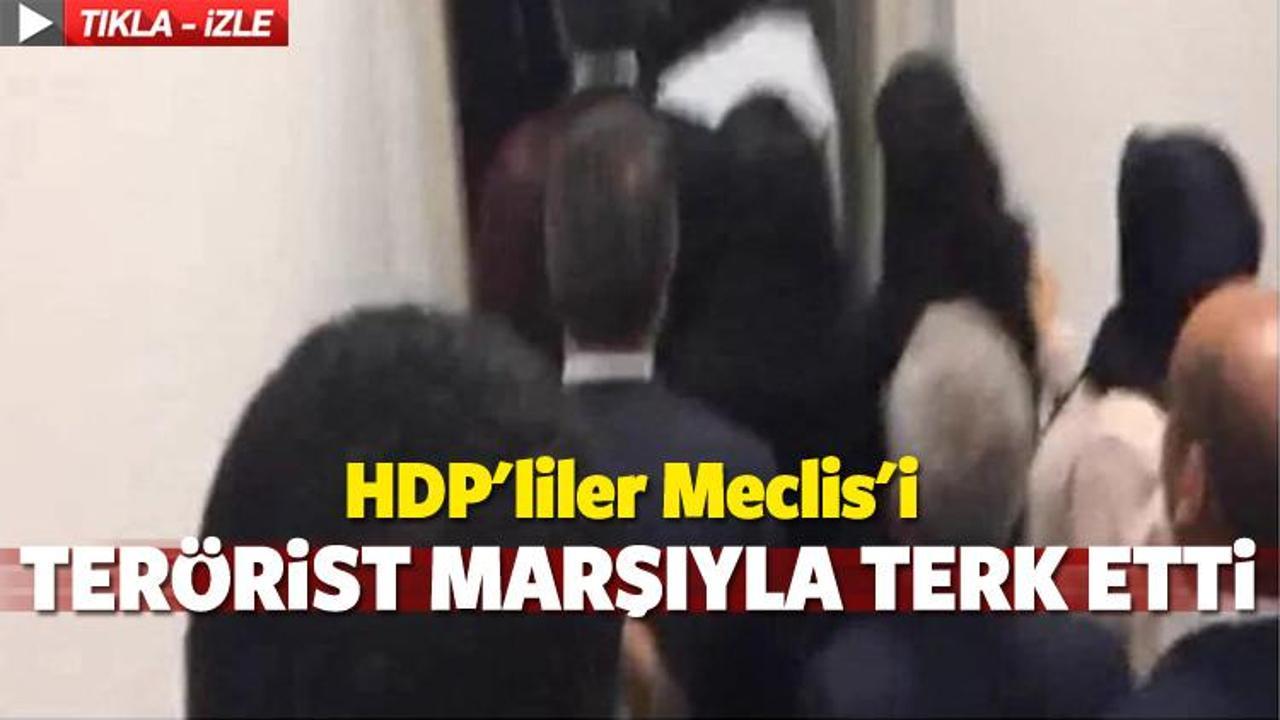 HDP'liler salonu terörist marşıyla terk etti