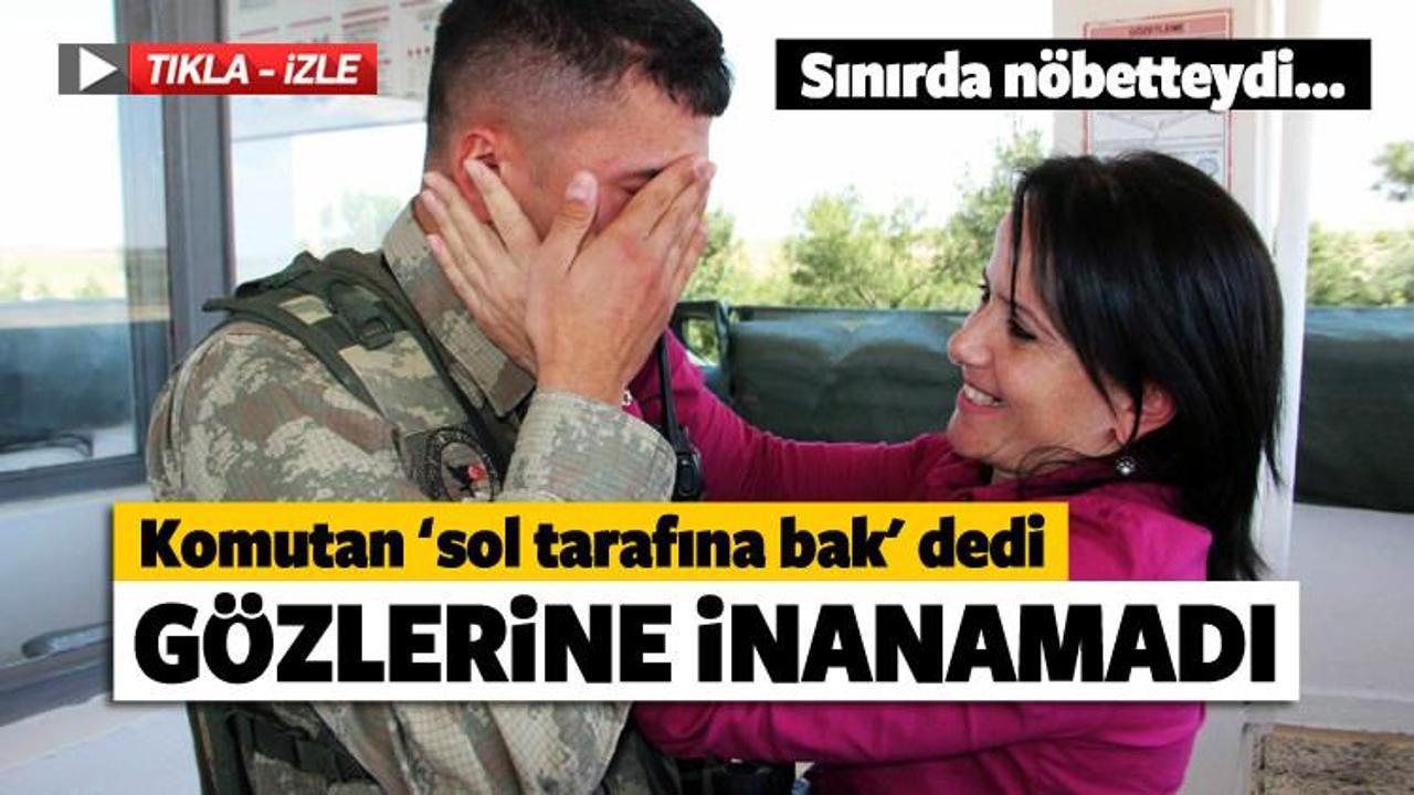 Sınırda n&ouml;bet tutan askeri ağlatan s&uuml;rpriz