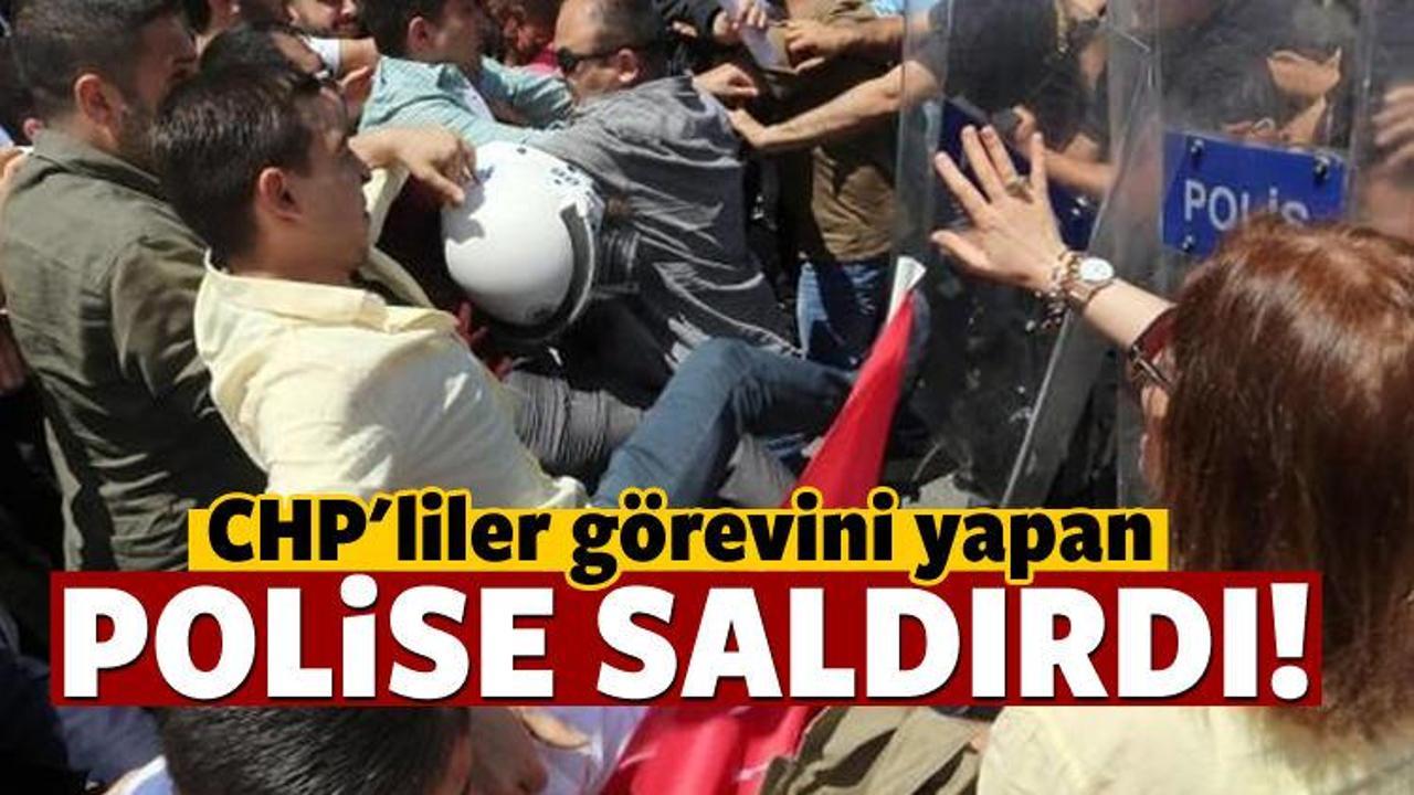 CHP'liler bu defa da polise saldırdı!