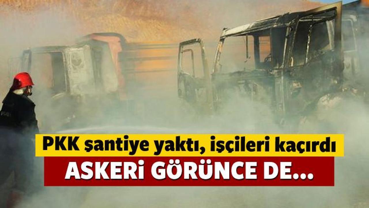 Muş'ta PKK şantiye yaktı 