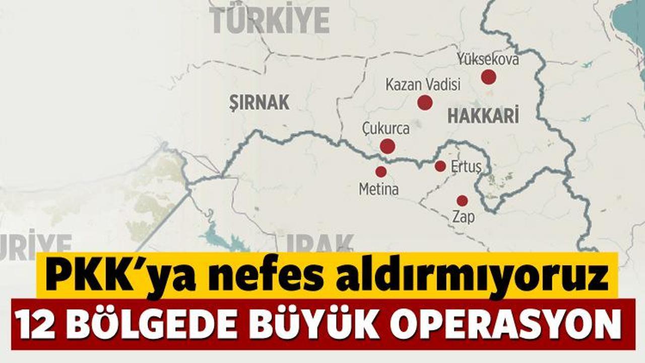 PKK'ya 12 bölgede büyük operasyon