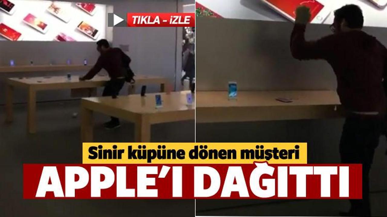 Apple Store'daki cihazları tek tek par&ccedil;aladı!