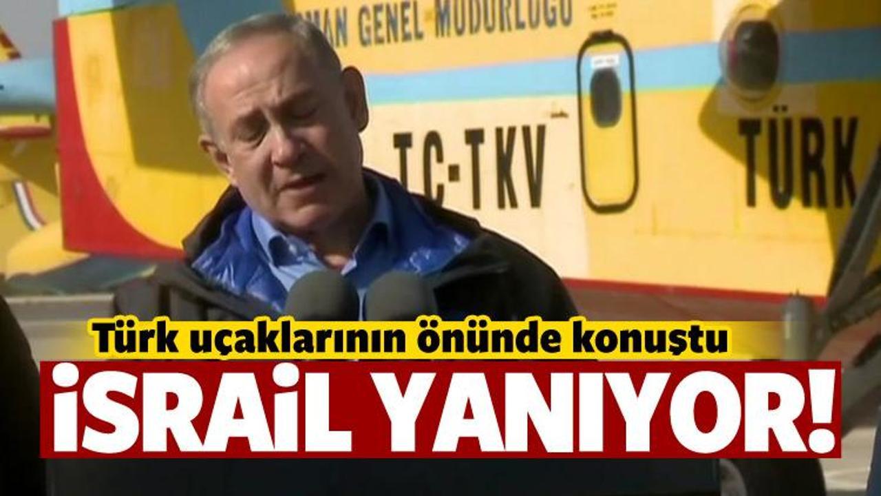 Netanyahu Türk uçaklarının önünde konuştu!