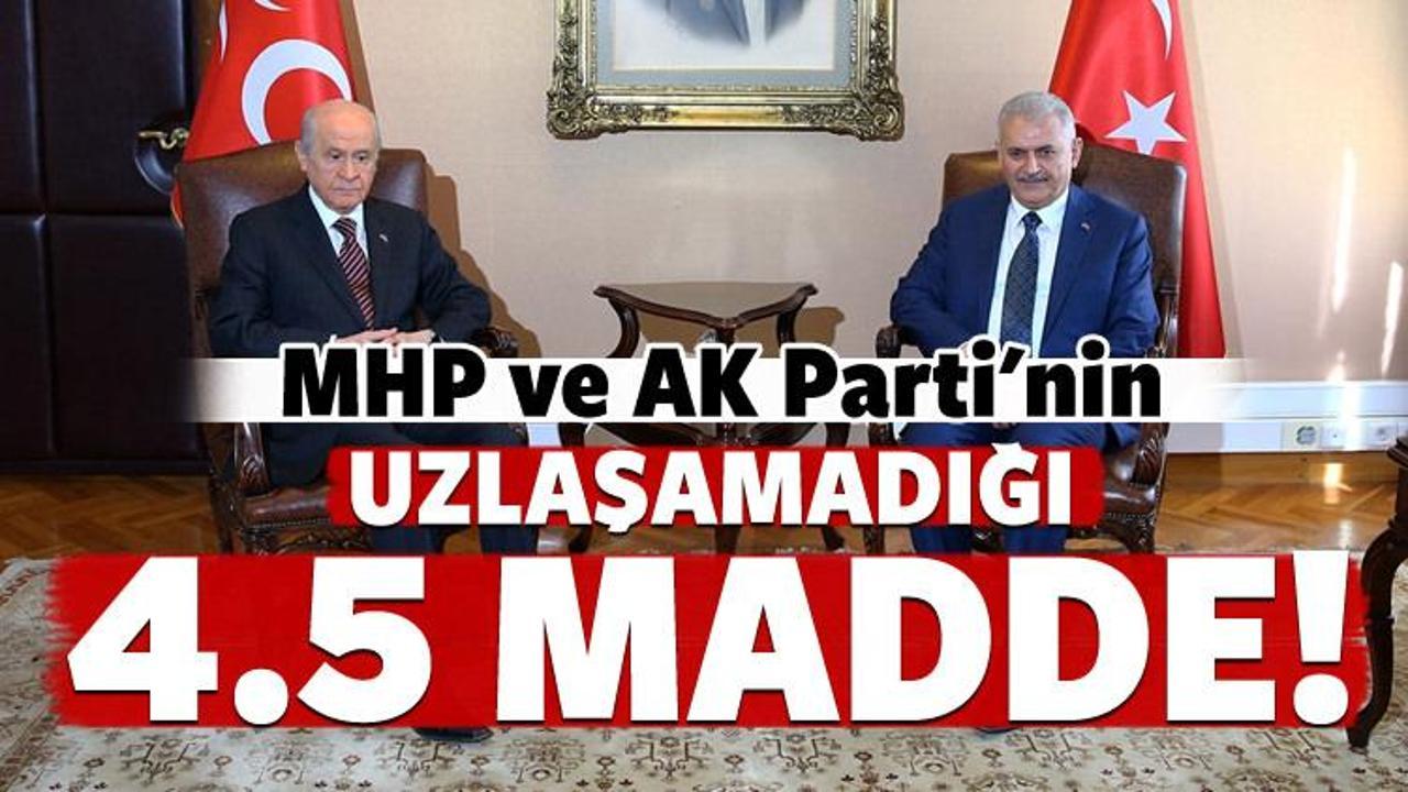 MHP ve AK Parti'nin uzlaşamadığı 4.5 madde!
