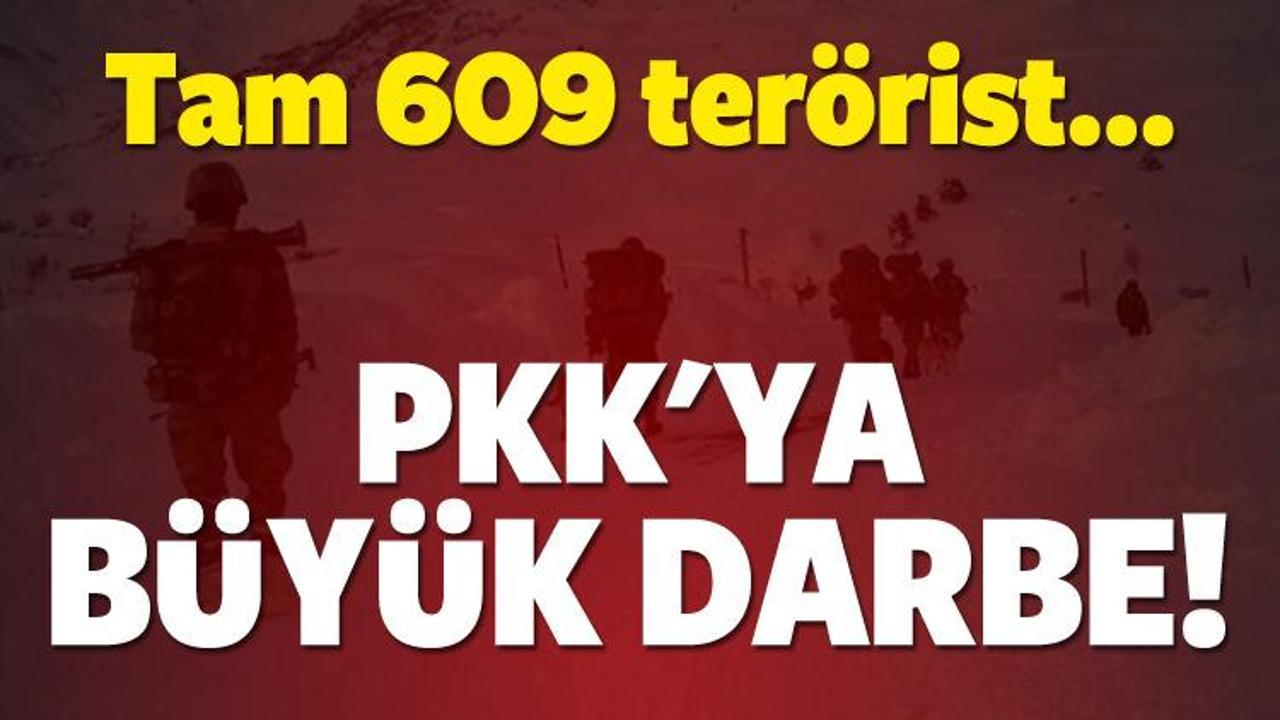 PKK'ya ağır darbe! 609 terörist...
