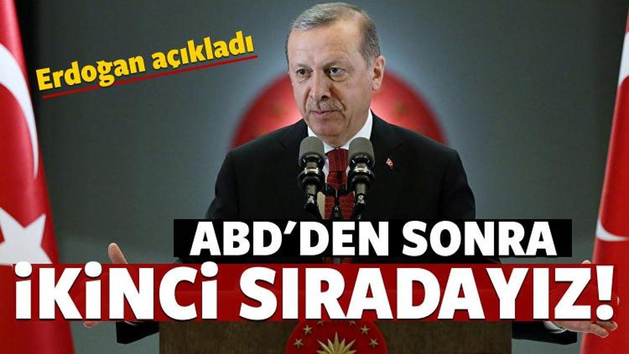 Erdoğan: Türkiye dünyada ikinci sırada
