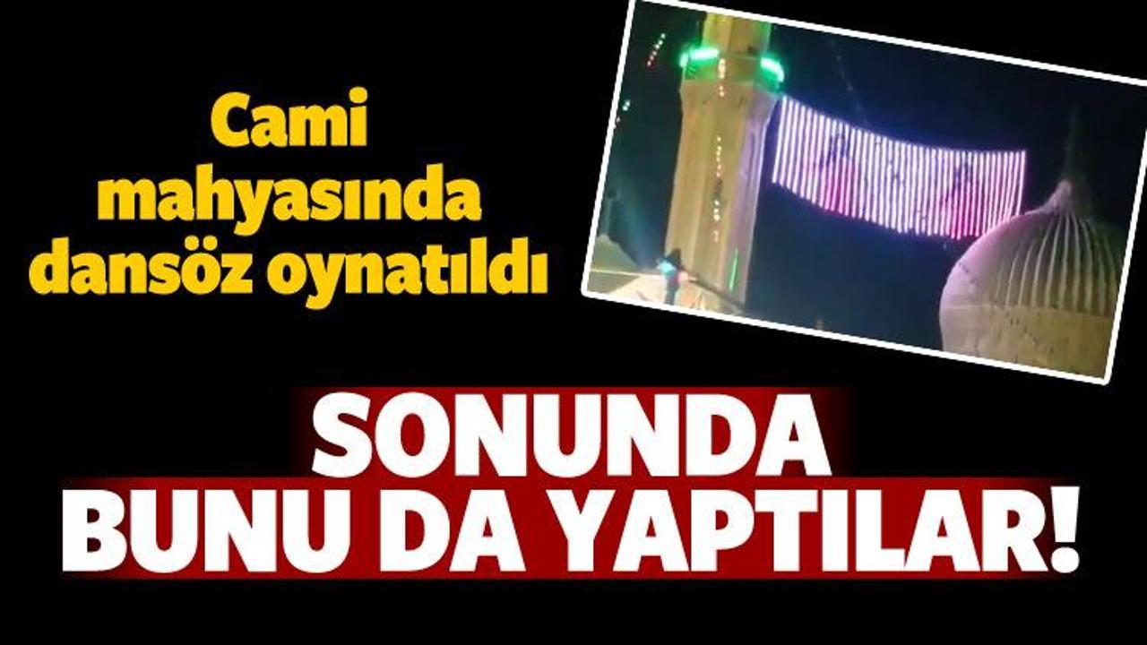 Mısır'da cami mahyasında dans&ouml;z oynatıldı!