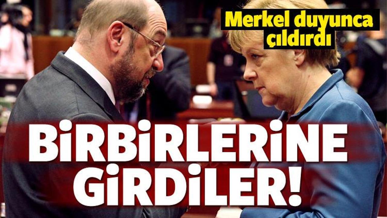 Schulz ve  Merkel birbirine girdi