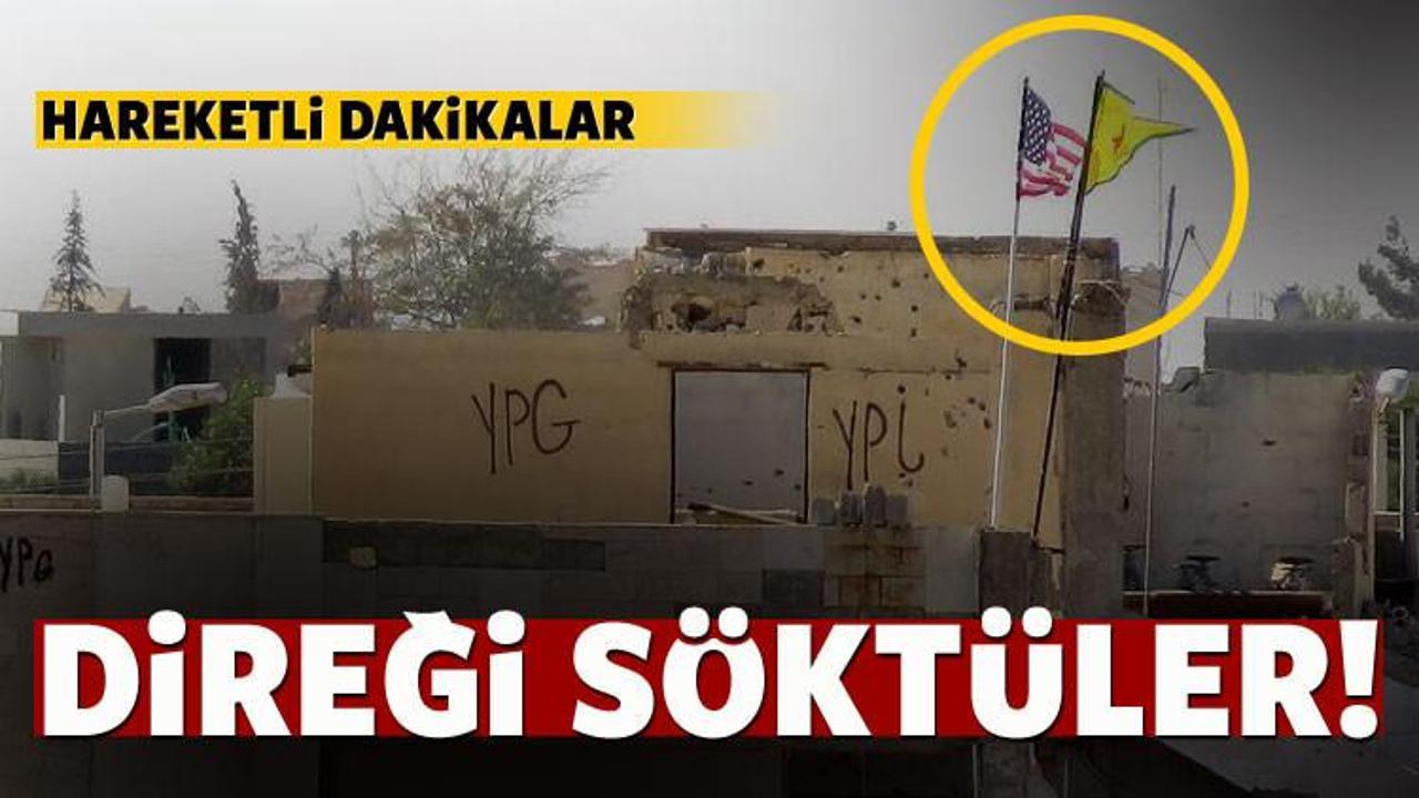 Sınırda hareketli dakikalar ABD bayrağını s&ouml;kt&uuml;ler