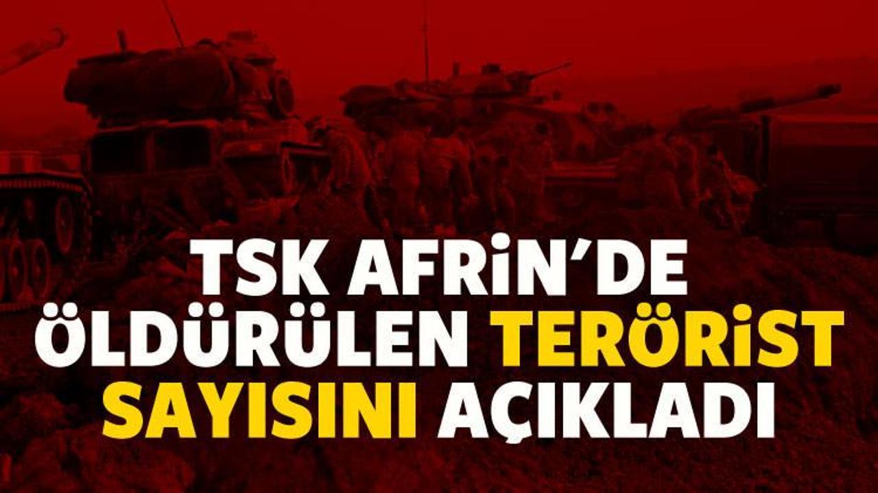 TSK, Afrin'de öldürülen terörist sayısını açıkladı
