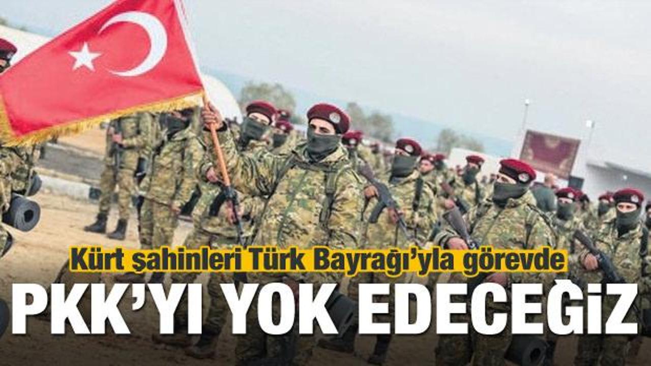 K&uuml;rt Şahinleri Tugayı T&uuml;rk bayrağıyla g&ouml;revde