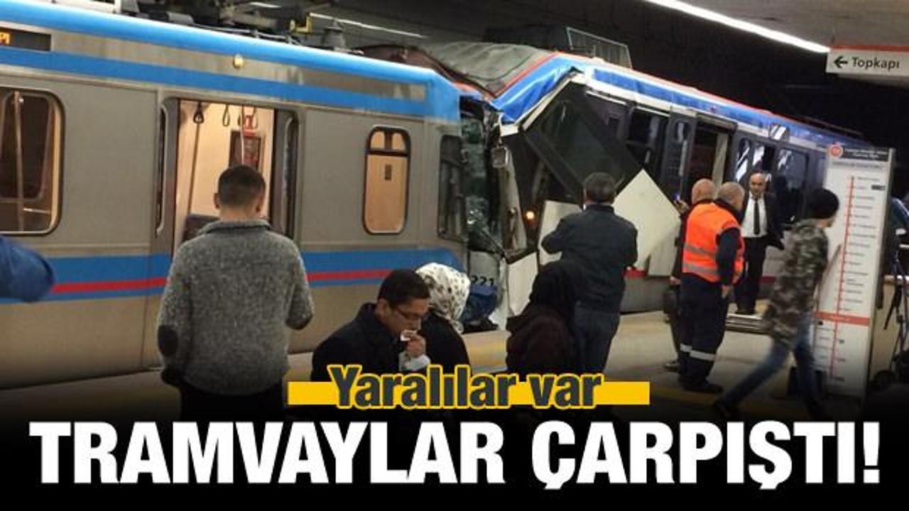İstanbul'da tramvaylar &ccedil;arpıştı! Yaralılar var