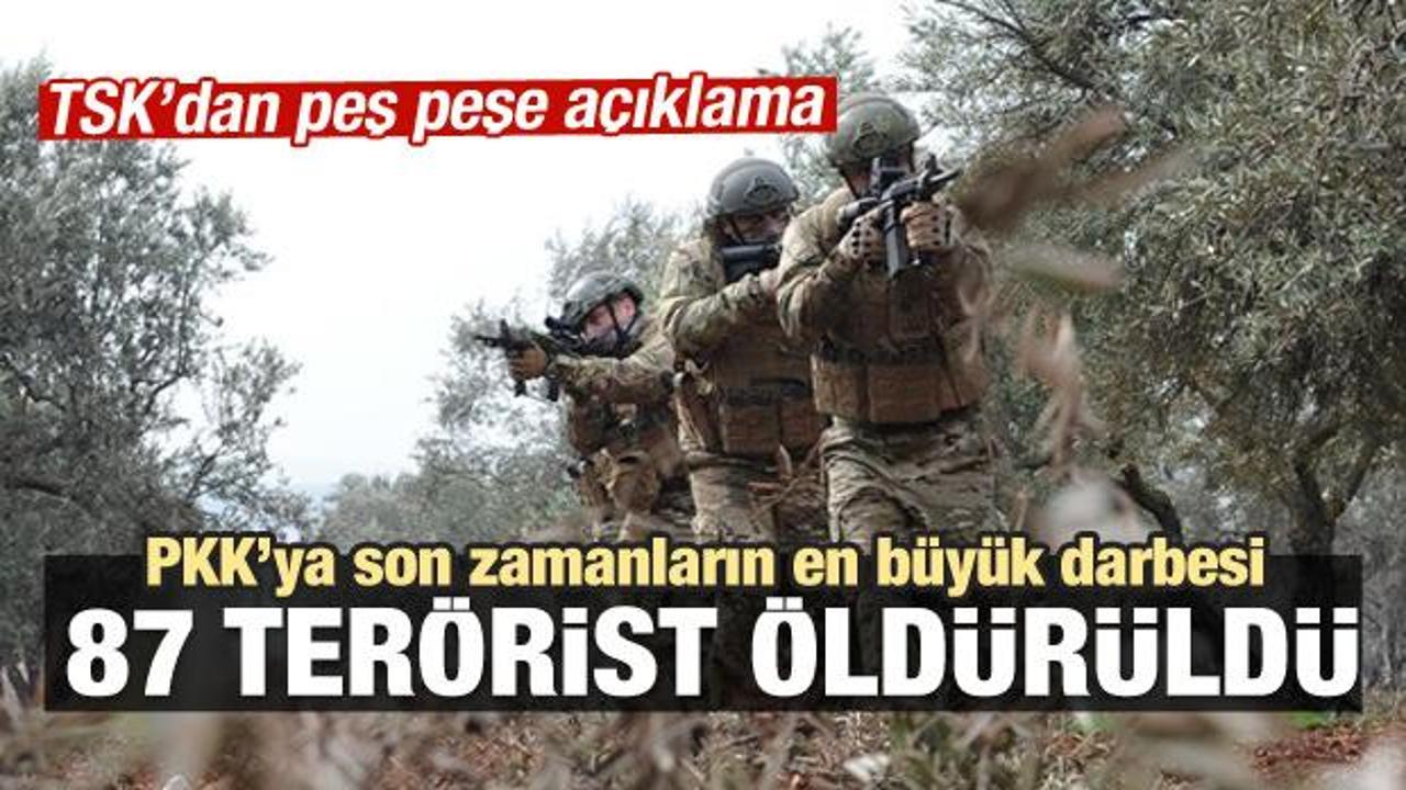 TSK açıkladı: 87 terörist öldürüldü