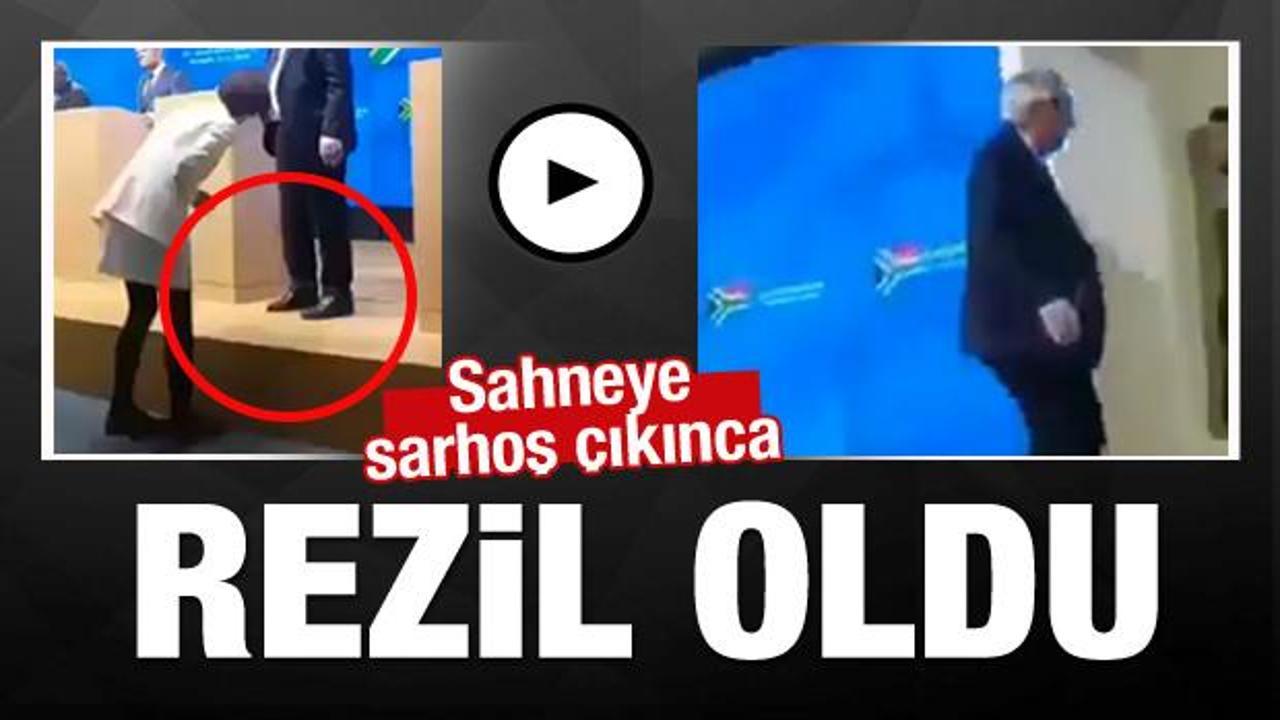 Sahneye sarhoş &ccedil;ıktı rezil oldu
