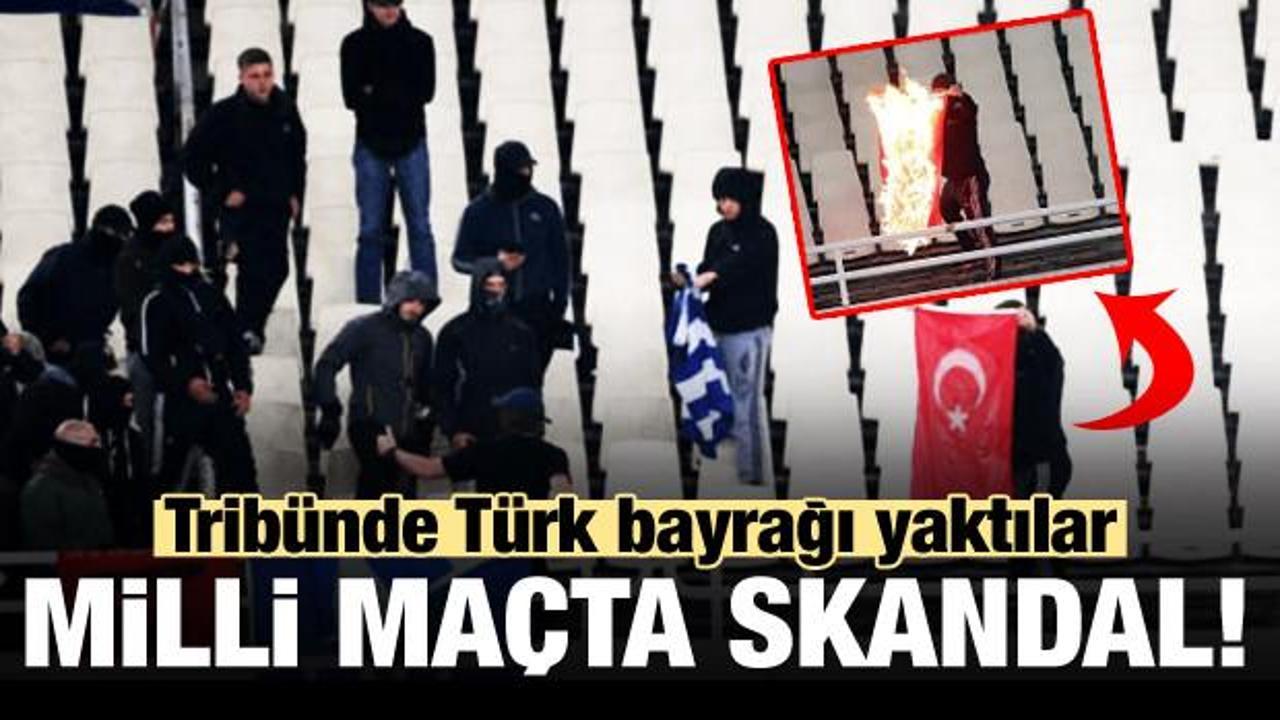 Tribünde Türk bayrağı yaktılar!
