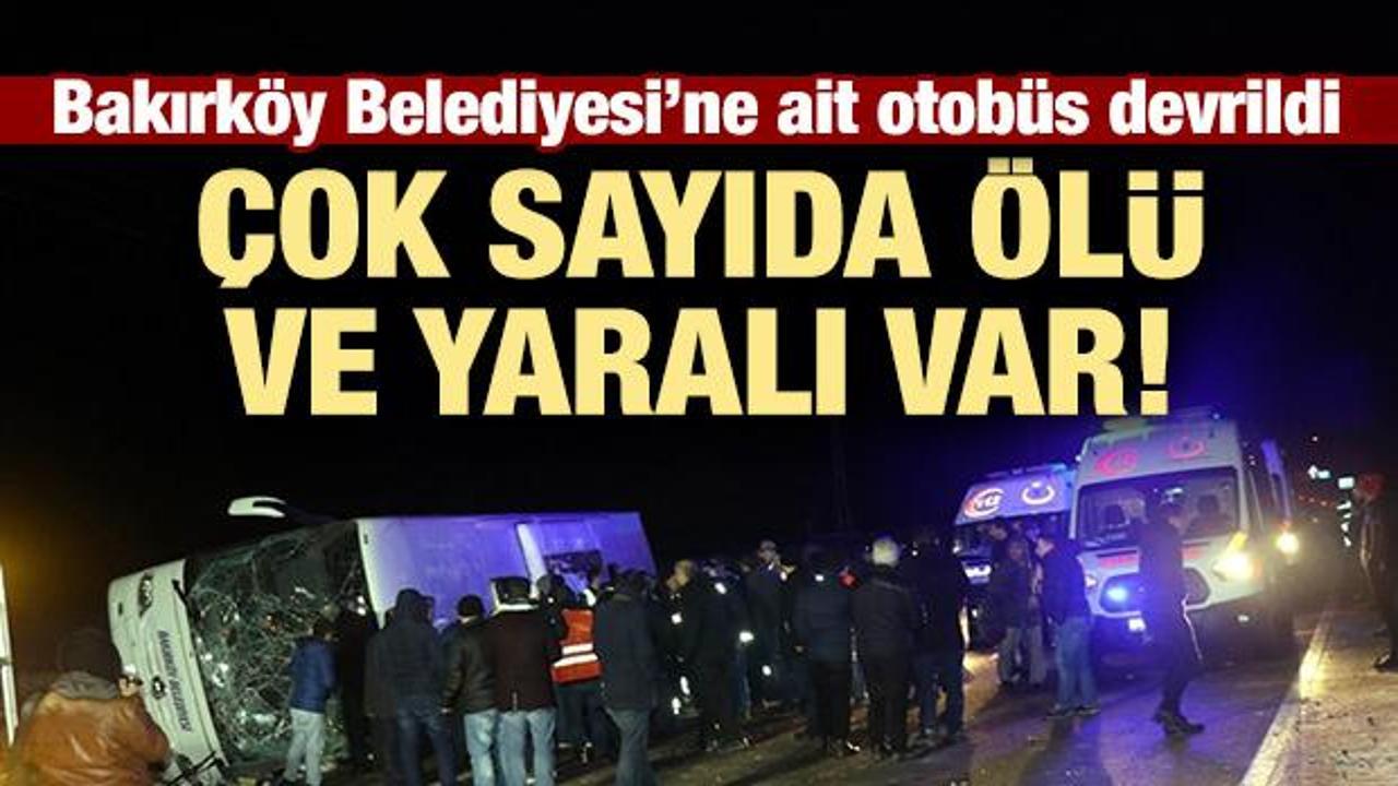 Bakırköy Belediyesi'ne ait otobüs devrildi!