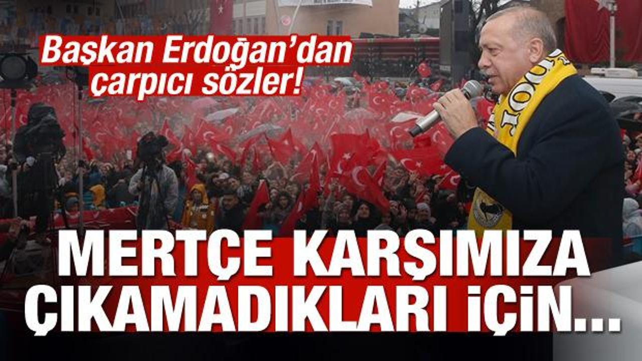 Başkan Erdoğan: Mertçe karşımıza çıkamadıkları için...