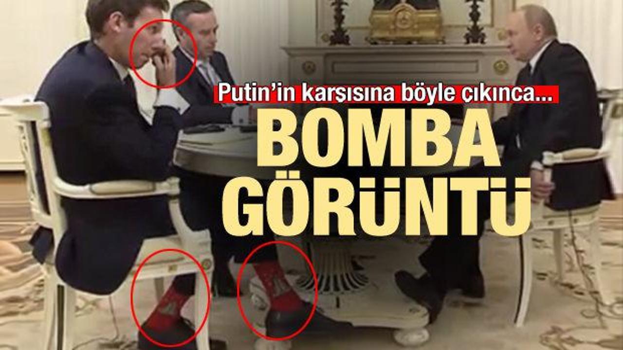 Putin'in karşısına kırmızı çorapla çıktı, sosyal medyanın diline düştü