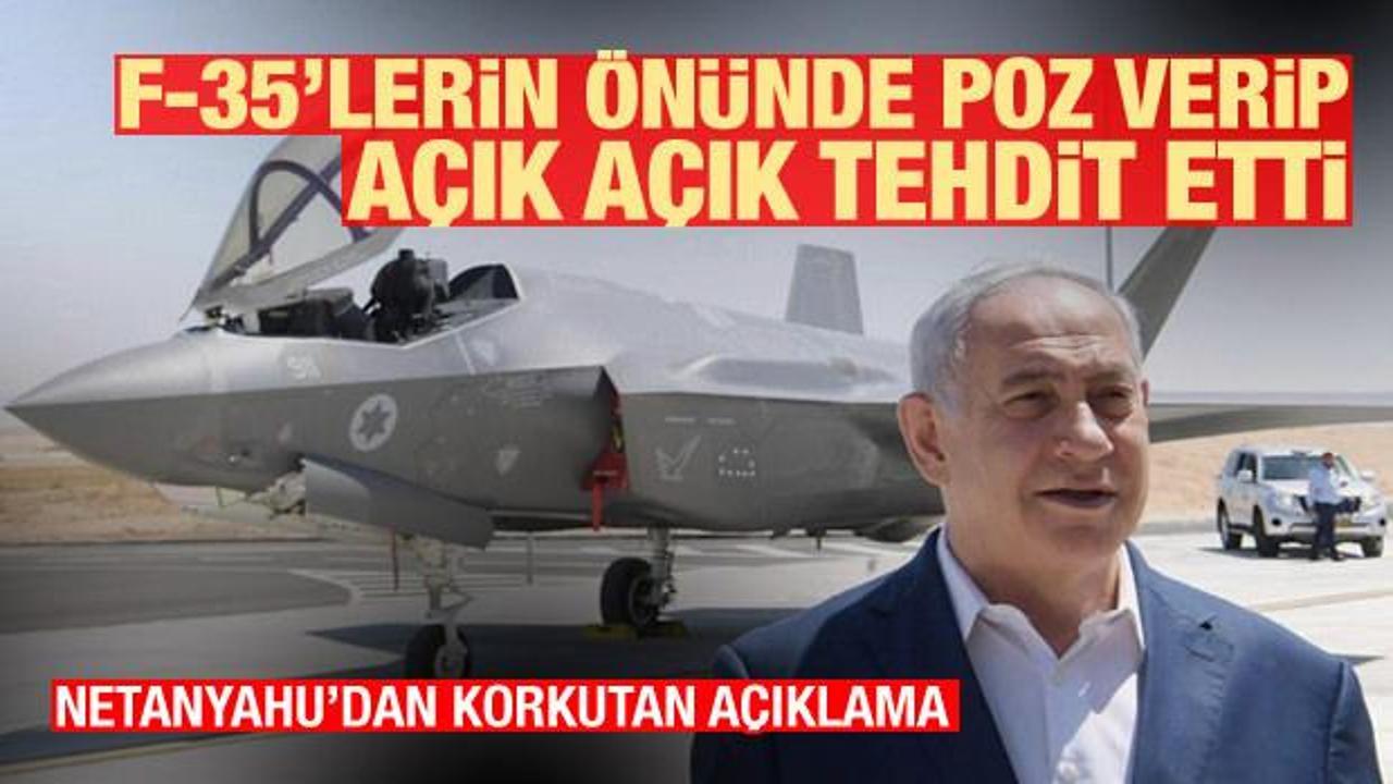 Netanyahu, F-35'lerin önünde poz verip açık açık tehdit etti