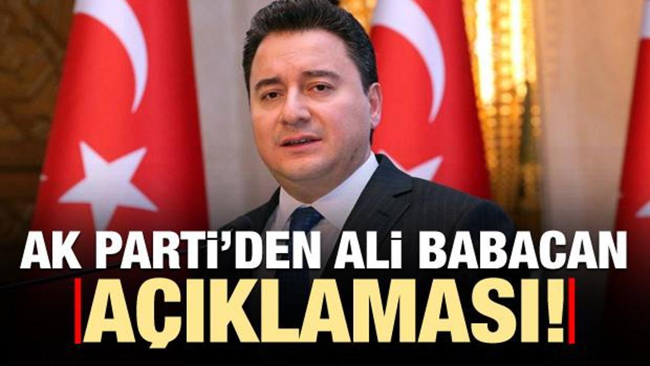 AK Parti'den 'Ali Babacan' açıklaması!