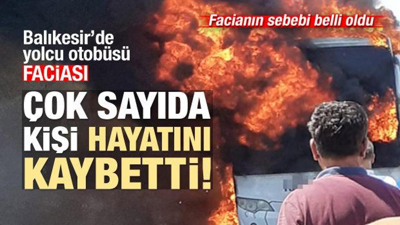 Balıkesir&rsquo;de yolcu otob&uuml;s&uuml; alev aldı! &Ouml;l&uuml; ve yaralılar var