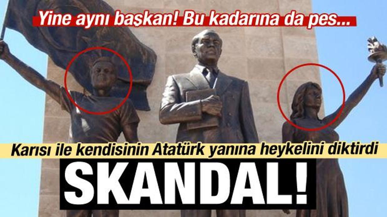 CHP'li belediye başkanı eşinin ve kendisinin heykelini yaptırdı!