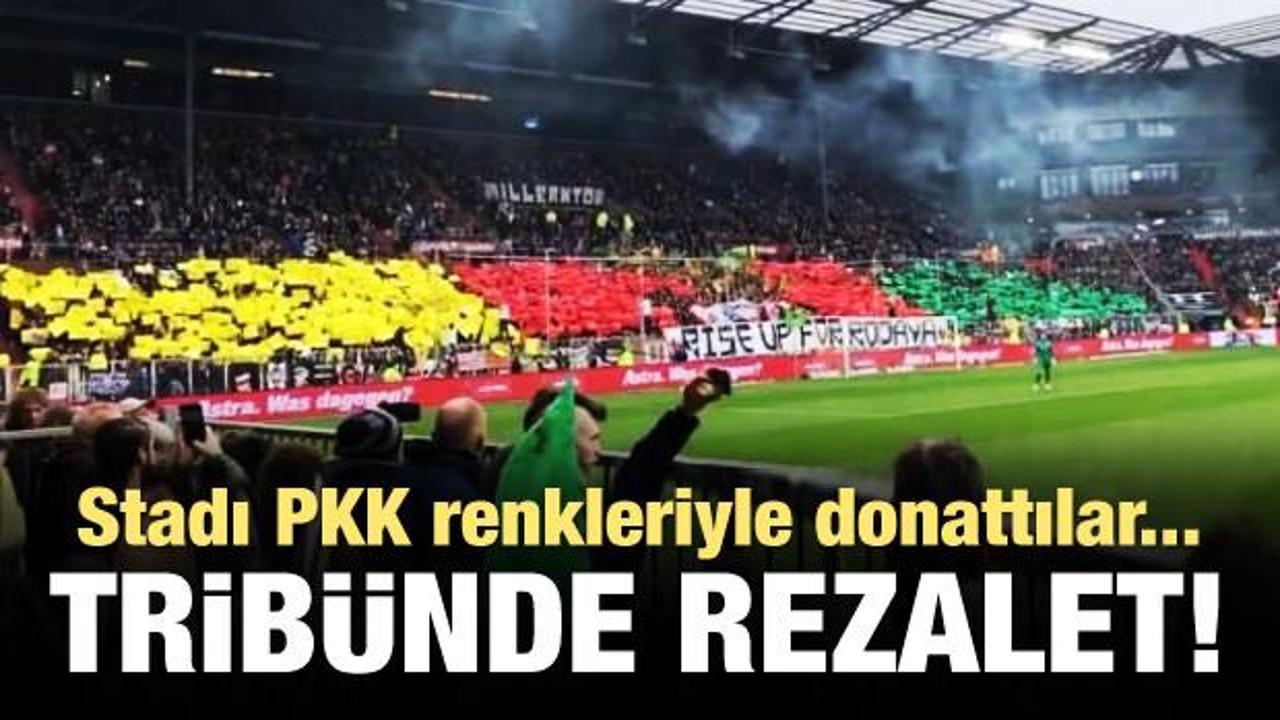 Rezalet! Stadı PKK renkleriyle donattılar