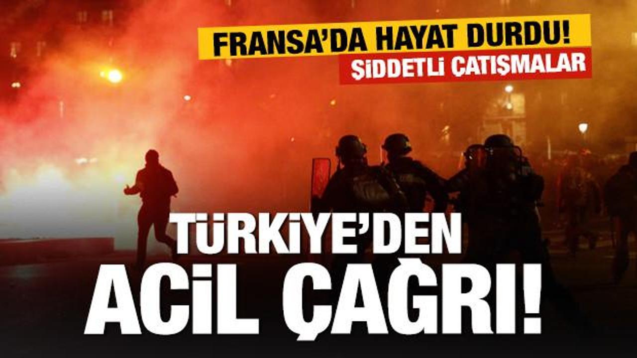   Fransa yanıyor! Çatışmalar şiddetli Türkiye'den acil çağrı                            