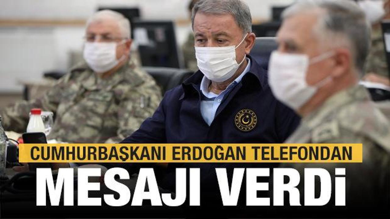Sınırda telefon trafiği! Erdoğan, Bakan Akar ve komutanlara hitap etti