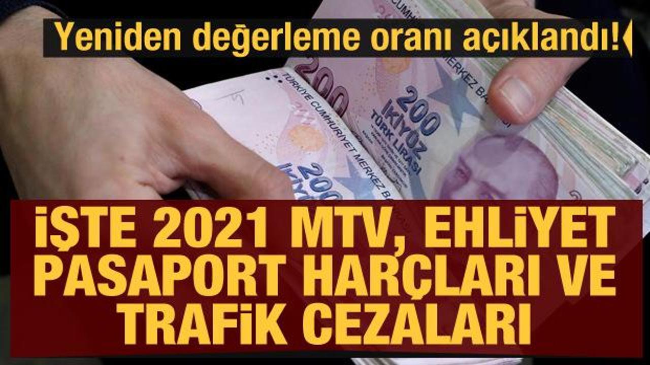 Yeniden değerleme oranı açıklandı! İşte 2021 MTV, Ehliyet, Pasaport harçları ve Trafik cezaları