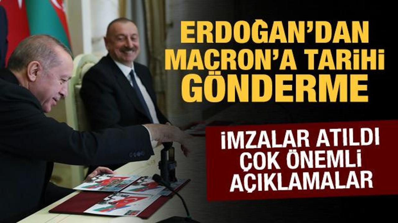 Son dakika haberi! Aliyev ile Erdoğan'dan ortak açıklama: Macron'a tarihi gönderme!