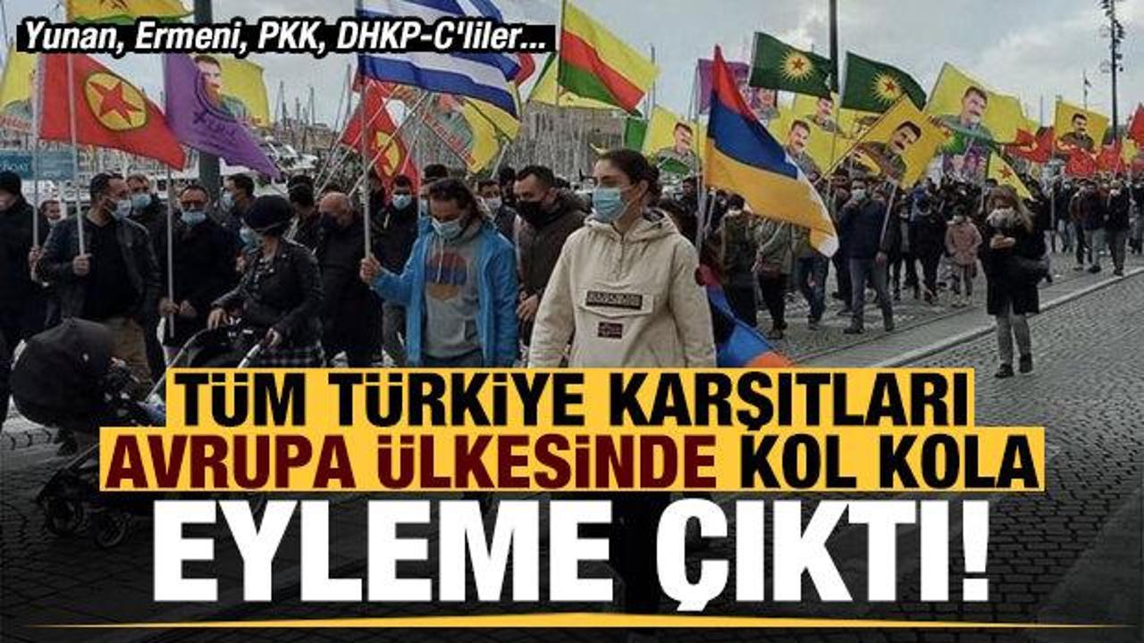 Yunan, Ermeni, PKK, ve DHKP-C'liler Avrupa ülkesinde el ele eylem yaptı!