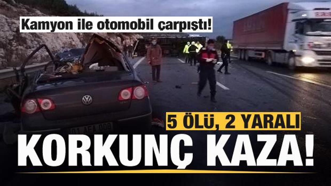 Son dakika: Kamyon ile otomobil &ccedil;arpıştı: 5 &ouml;l&uuml; 2 yaralı