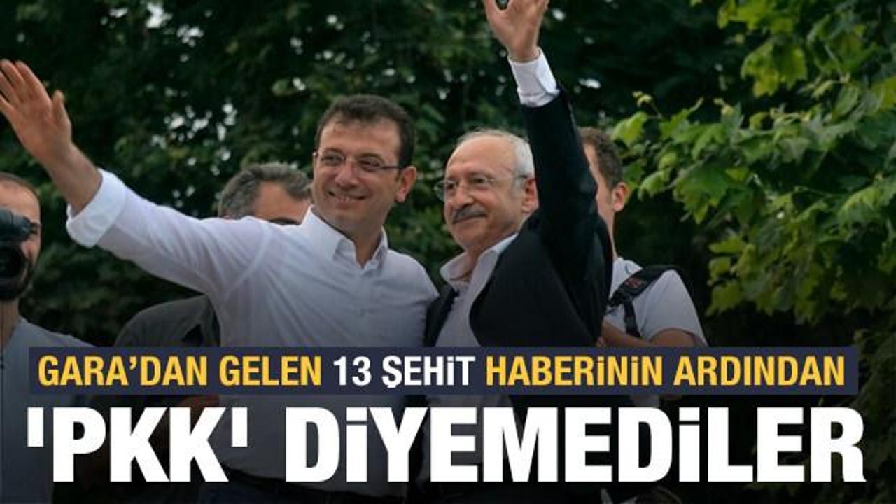 Gara'dan gelen 13 şehit haberinin ardından 'PKK' diyemediler!